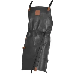 APRON, LEATHER - BLACK/COGNAC