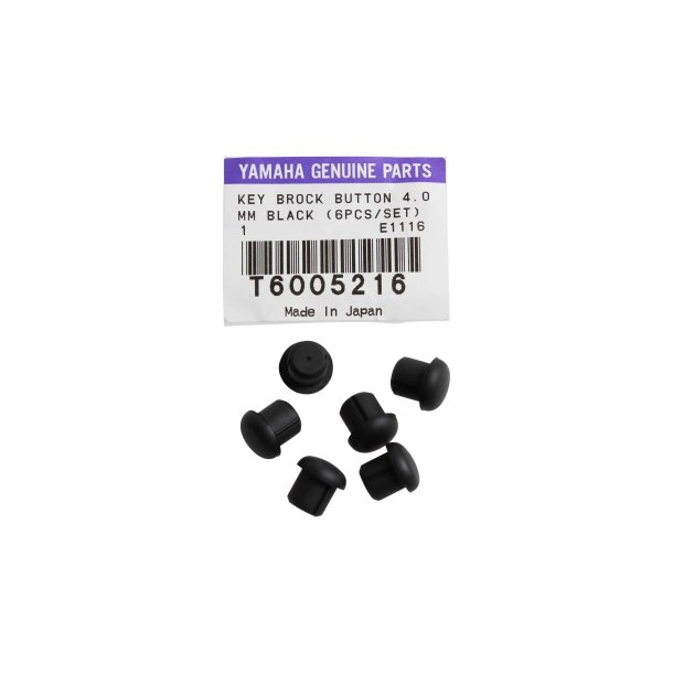 YAMAHA ORIGINAL PART NO. T6005216, KEY BROCK RUBBER BUTTON 4,0 MM. (BLACK) - 6 PACK
